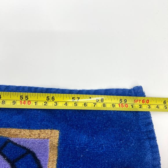 Vintage Franco Brazil Mosaic Stained Glass Print Cotton Beach Towel Peacock - Picture 4 of 6